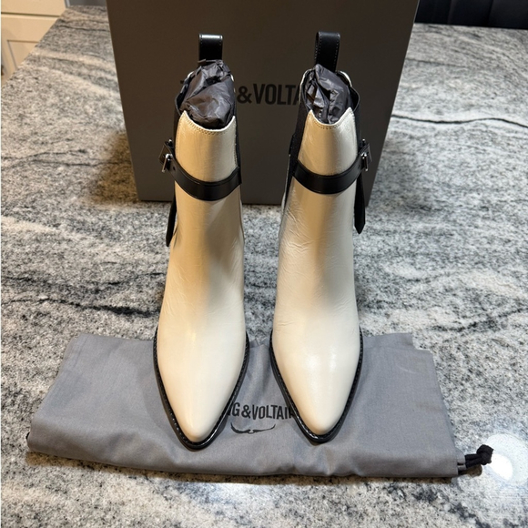 Zadig & Voltaire Tyler Cecilia Vintage Patent Ankle Boot, Ice - Picture 7 of 13